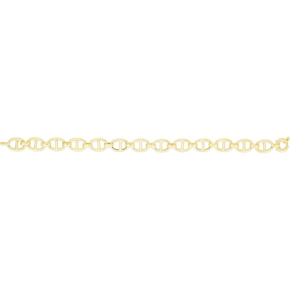 14K Yellow Gold 8.8mm Mariner Link Chain Necklace - 18" Polished Finish by Orozza Fine Jewelry