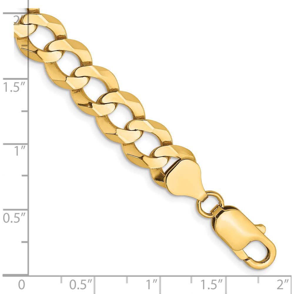 14K Yellow Gold 8" 9.4mm Lightweight Flat Cuban Link Bracelet with Lobster Clasp by Oro Pregiato