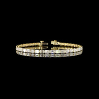 14K Yellow Gold 8.91 Carat Emerald Cut Lab Diamond Tennis Bracelet with East-West Prong Set Stones - 41 Pieces, E-F VS Quality - Covaloro Fine Jewelry