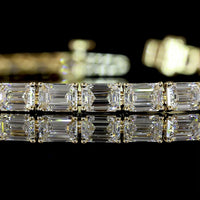14K Yellow Gold 8.91 Carat Emerald Cut Lab Diamond Tennis Bracelet with East-West Prong Set Stones - 41 Pieces, E-F VS Quality - Covaloro Fine Jewelry