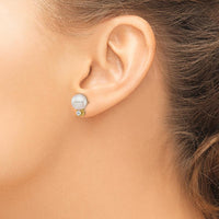 14K Yellow Gold 8-9mm Akoya Pearl and 1/5 Carat Diamond Post Earrings by Monteluci Fine Jewelry
