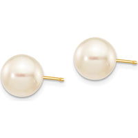 14K Yellow Gold 8-9mm Akoya Round Cultured Pearl Stud Earrings by Monteluci Fine Jewelry