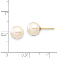 14K Yellow Gold 8-9mm Akoya Round Cultured Pearl Stud Earrings by Monteluci Fine Jewelry