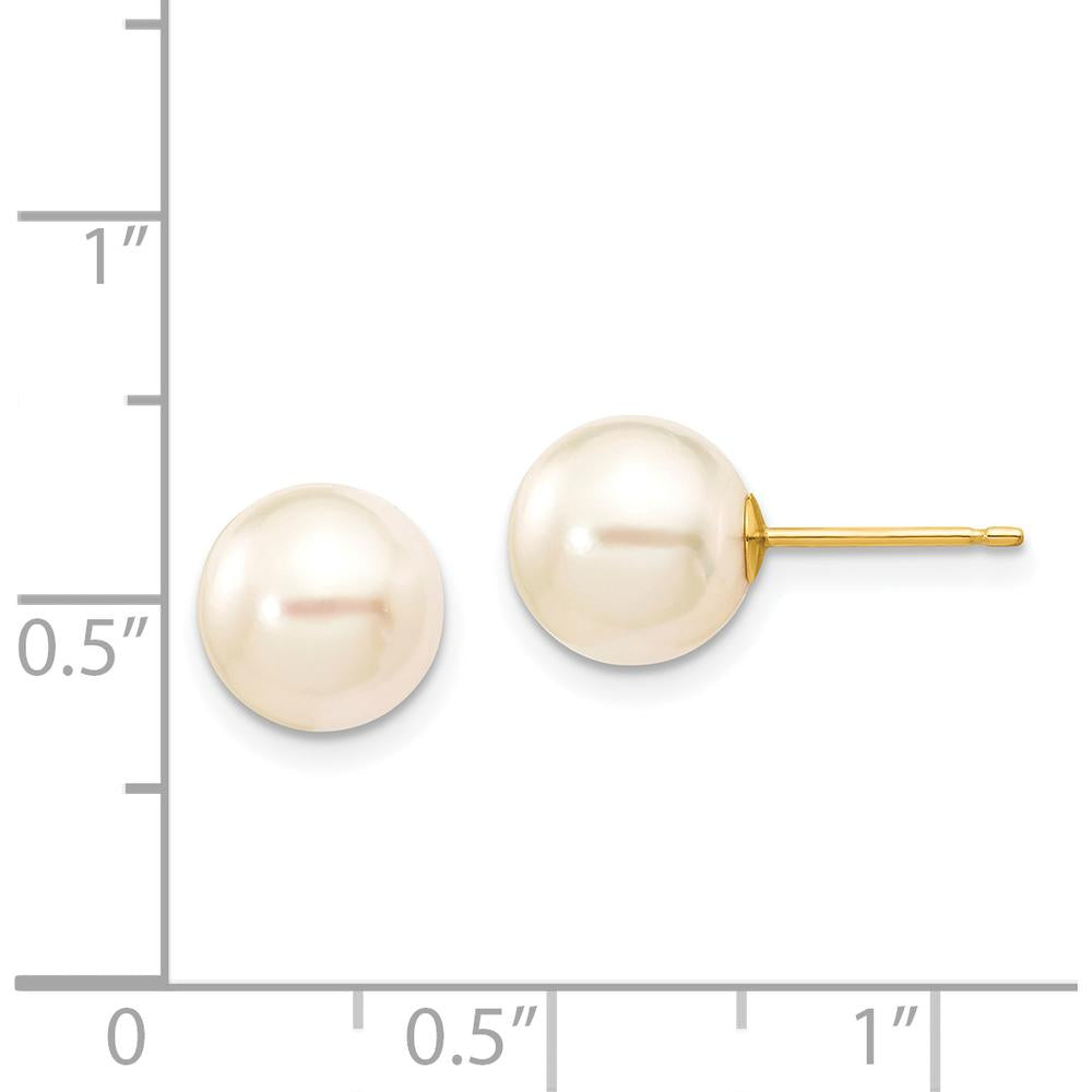 14K Yellow Gold 8-9mm Akoya Round Cultured Pearl Stud Earrings by Monteluci Fine Jewelry