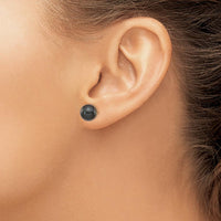 14K Yellow Gold 8-9mm Black Round Akoya Saltwater Cultured Pearl Post Earrings - 1.0 Carat Total Pearl Weight by Monteluci Fine Jewelry