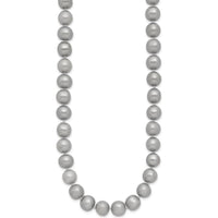 14K Yellow Gold 8-9mm Grey Near-Round Freshwater Cultured Pearl Necklace - 18" with Pearl Clasp by Monteluci Fine Jewelry