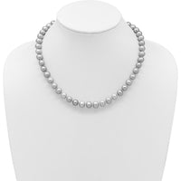 14K Yellow Gold 8-9mm Grey Near-Round Freshwater Cultured Pearl Necklace - 18" with Pearl Clasp by Monteluci Fine Jewelry