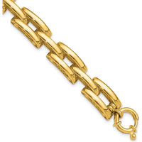 14K Yellow Gold 8.9mm Polished Fancy Square Link Bracelet - 7.5 inches by Oro Pregiato