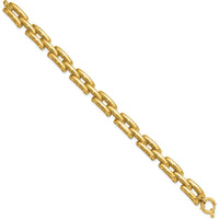 14K Yellow Gold 8.9mm Polished Fancy Square Link Bracelet - 7.5 inches by Oro Pregiato