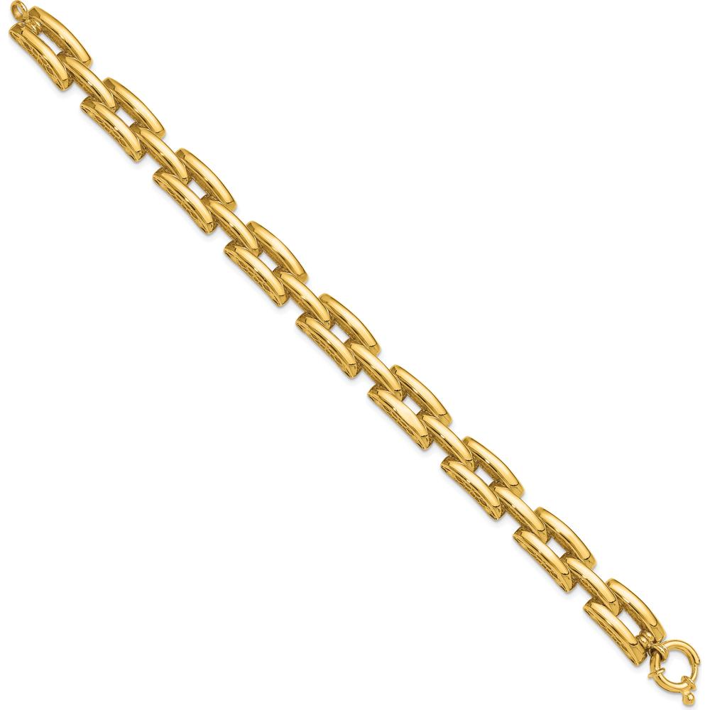 14K Yellow Gold 8.9mm Polished Fancy Square Link Bracelet - 7.5 inches by Oro Pregiato