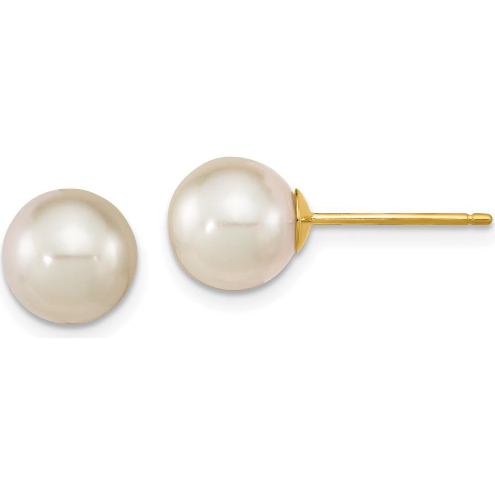 14K Yellow Gold 8-9mm White South Sea Saltwater Cultured Pearl Post Earrings by Monteluci Fine Jewelry