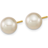 14K Yellow Gold 8-9mm White South Sea Saltwater Cultured Pearl Post Earrings by Monteluci Fine Jewelry