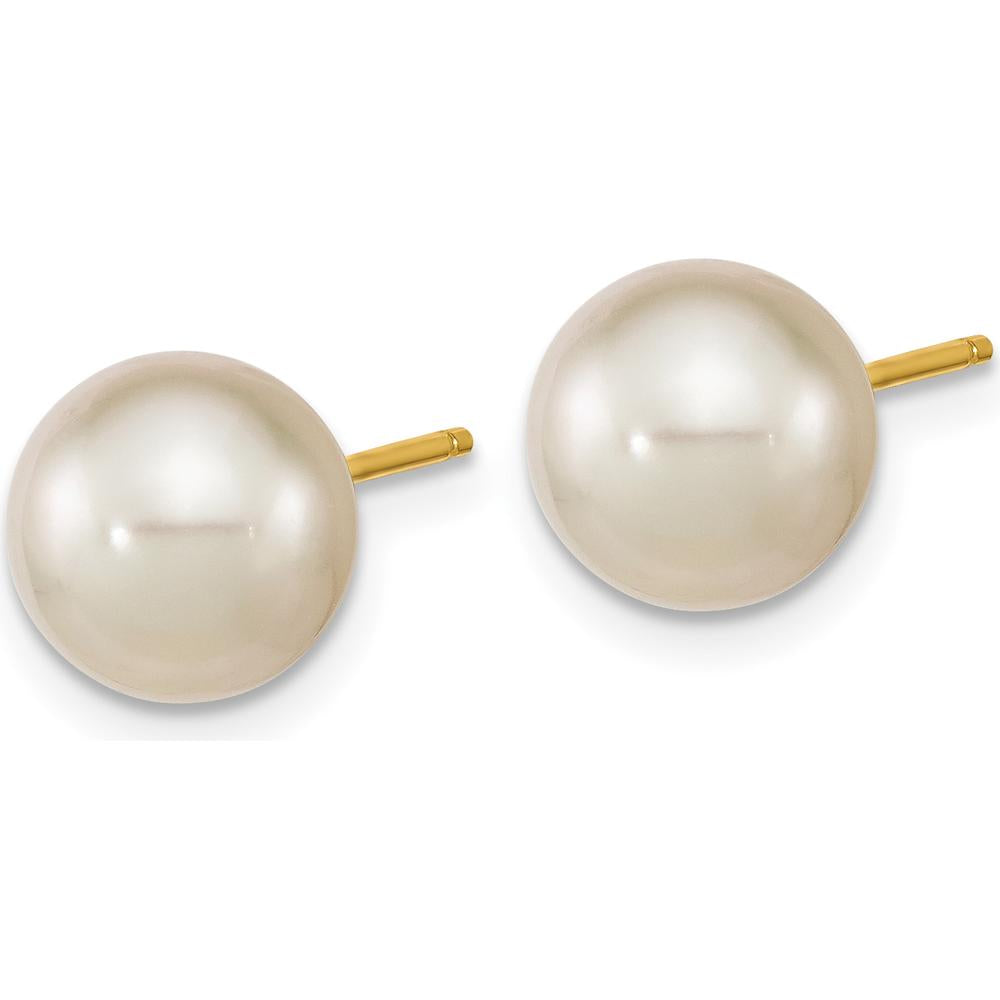 14K Yellow Gold 8-9mm White South Sea Saltwater Cultured Pearl Post Earrings by Monteluci Fine Jewelry