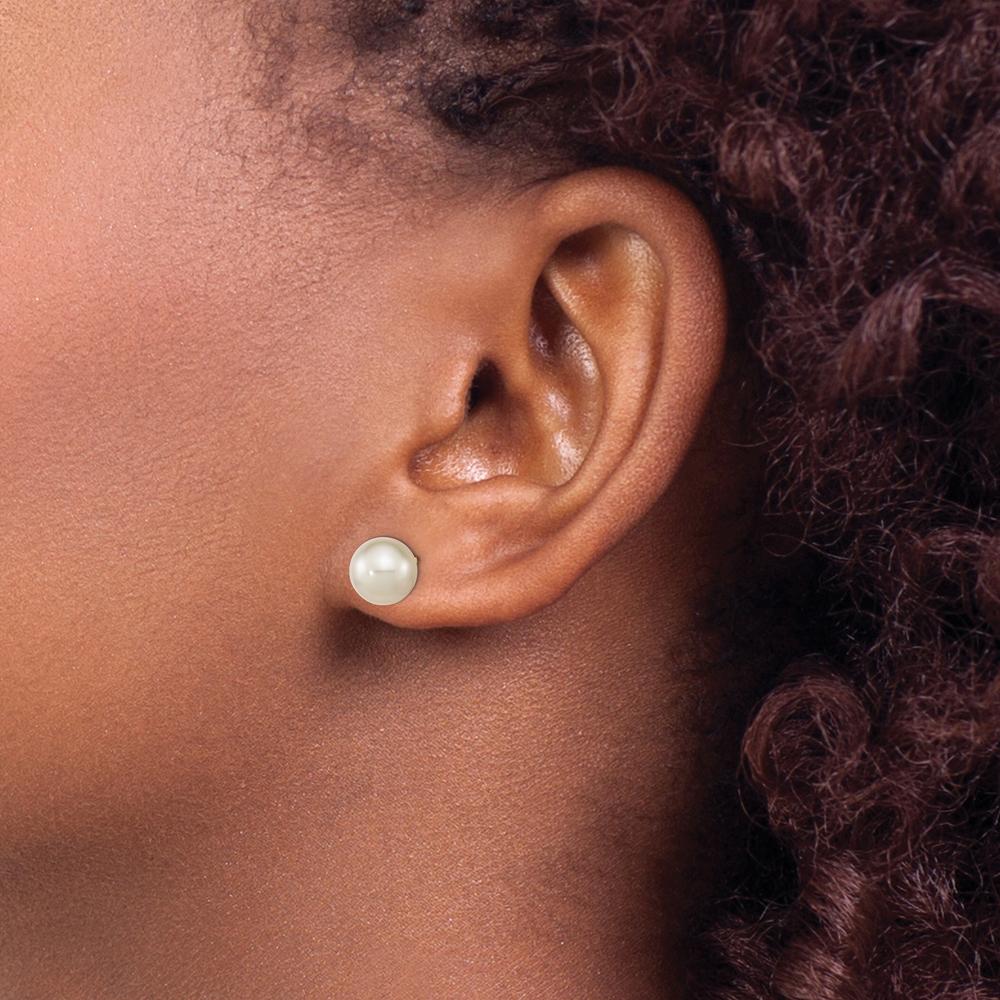 14K Yellow Gold 8-9mm White South Sea Saltwater Cultured Pearl Post Earrings by Monteluci Fine Jewelry