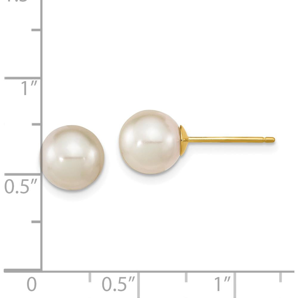 14K Yellow Gold 8-9mm White South Sea Saltwater Cultured Pearl Post Earrings by Monteluci Fine Jewelry