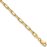 14K Yellow Gold 8" Beveled Paperclip Chain Bracelet - Polished Finish by Oro Pregiato