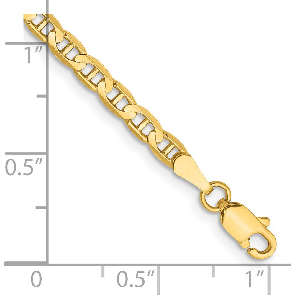 14K Yellow Gold 8" Concave Anchor Chain Bracelet - Solid 14K Gold, 3mm Links by Oro Pregiato
