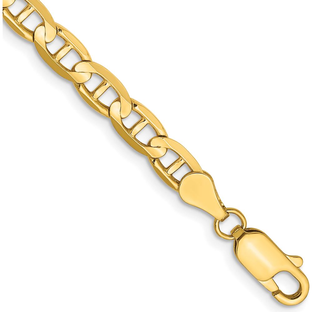 14K Yellow Gold 8" Concave Anchor Chain Bracelet with Lobster Clasp - 4.5mm Width by Oro Pregiato