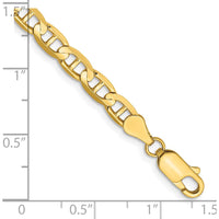 14K Yellow Gold 8" Concave Anchor Chain Bracelet with Lobster Clasp - 4.5mm Width by Oro Pregiato