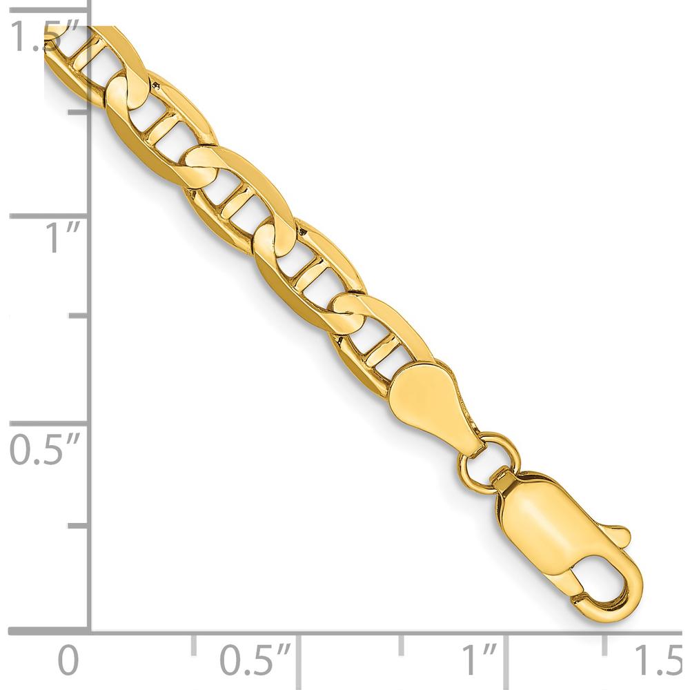 14K Yellow Gold 8" Concave Anchor Chain Bracelet with Lobster Clasp - 4.5mm Width by Oro Pregiato