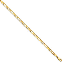 14K Yellow Gold 8" Concave Open Figaro Bracelet - 4.5mm Width by Oro Pregiato