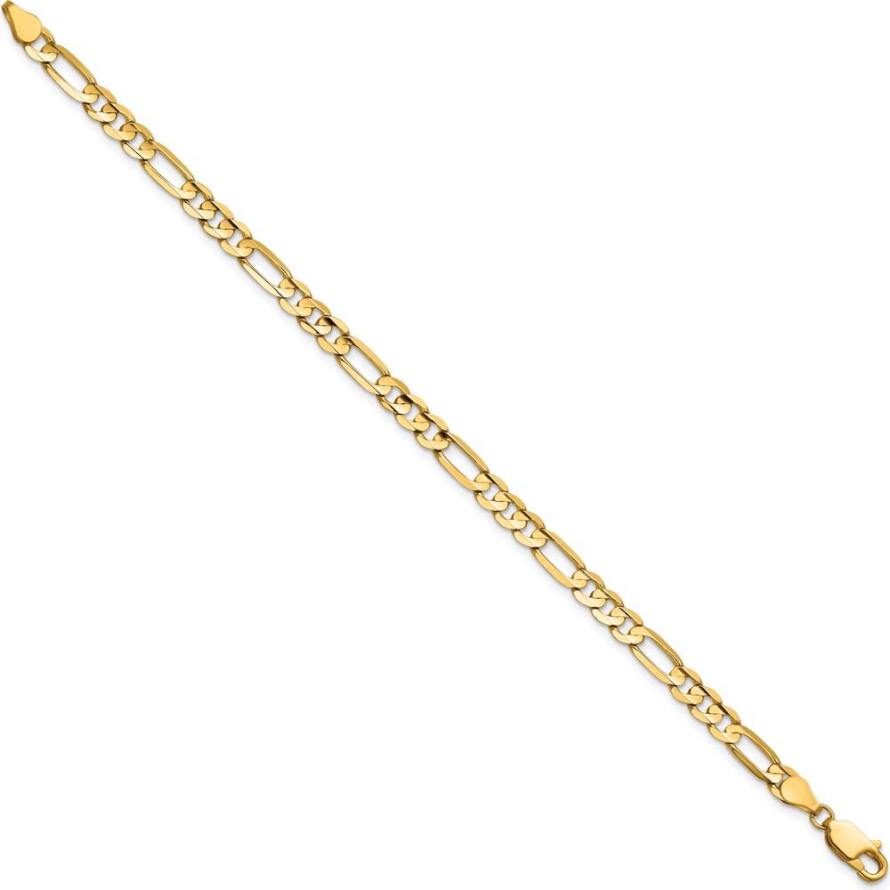 14K Yellow Gold 8" Concave Open Figaro Bracelet - 4.5mm Width by Oro Pregiato