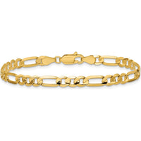 14K Yellow Gold 8" Concave Open Figaro Bracelet - 4.5mm Width by Oro Pregiato