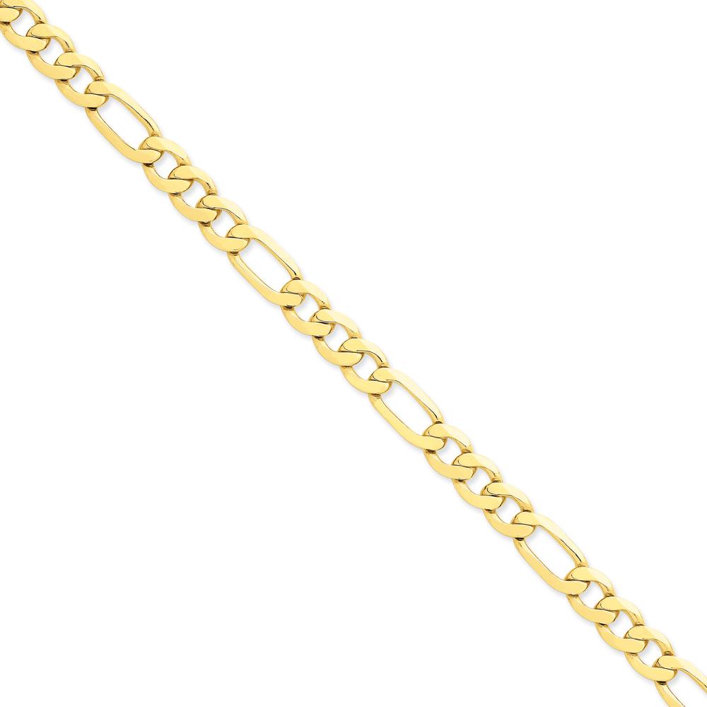 14K Yellow Gold 8" Concave Open Figaro Bracelet with Lobster Clasp - 8.75mm Chain Width by Oro Pregiato