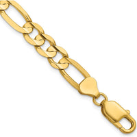 14K Yellow Gold 8" Concave Open Figaro Bracelet with Lobster Clasp by Oro Pregiato
