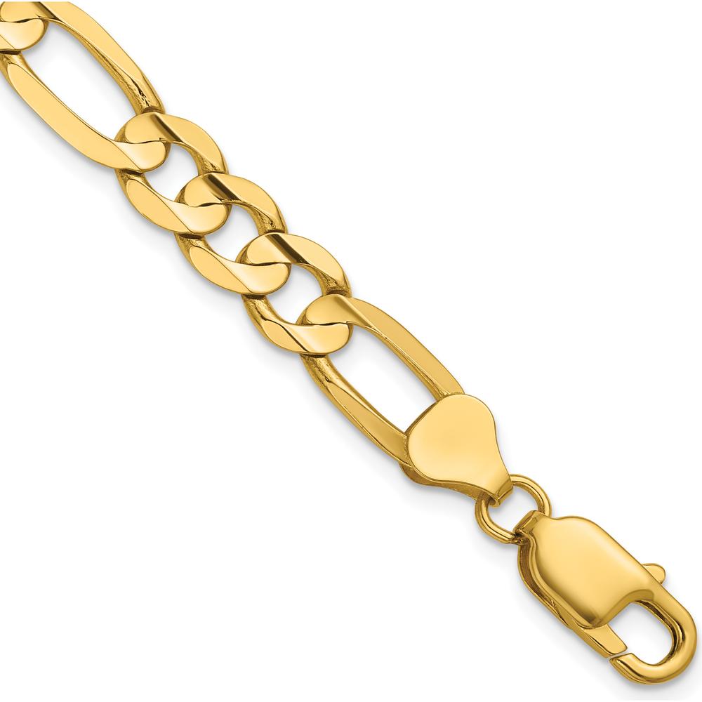 14K Yellow Gold 8" Concave Open Figaro Bracelet with Lobster Clasp by Oro Pregiato