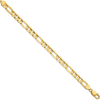 14K Yellow Gold 8" Concave Open Figaro Bracelet with Lobster Clasp by Oro Pregiato