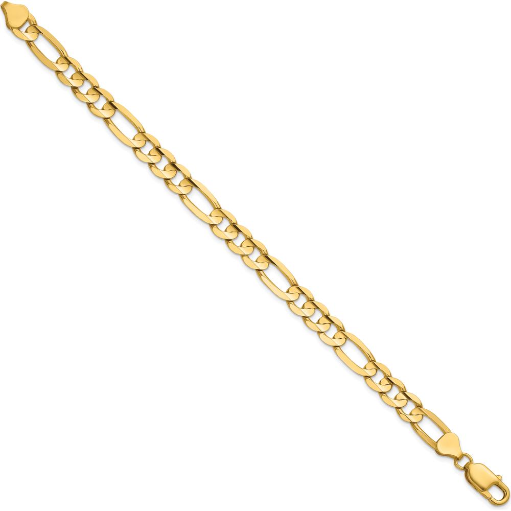 14K Yellow Gold 8" Concave Open Figaro Bracelet with Lobster Clasp by Oro Pregiato