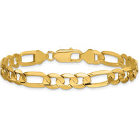 14K Yellow Gold 8" Concave Open Figaro Bracelet with Lobster Clasp by Oro Pregiato