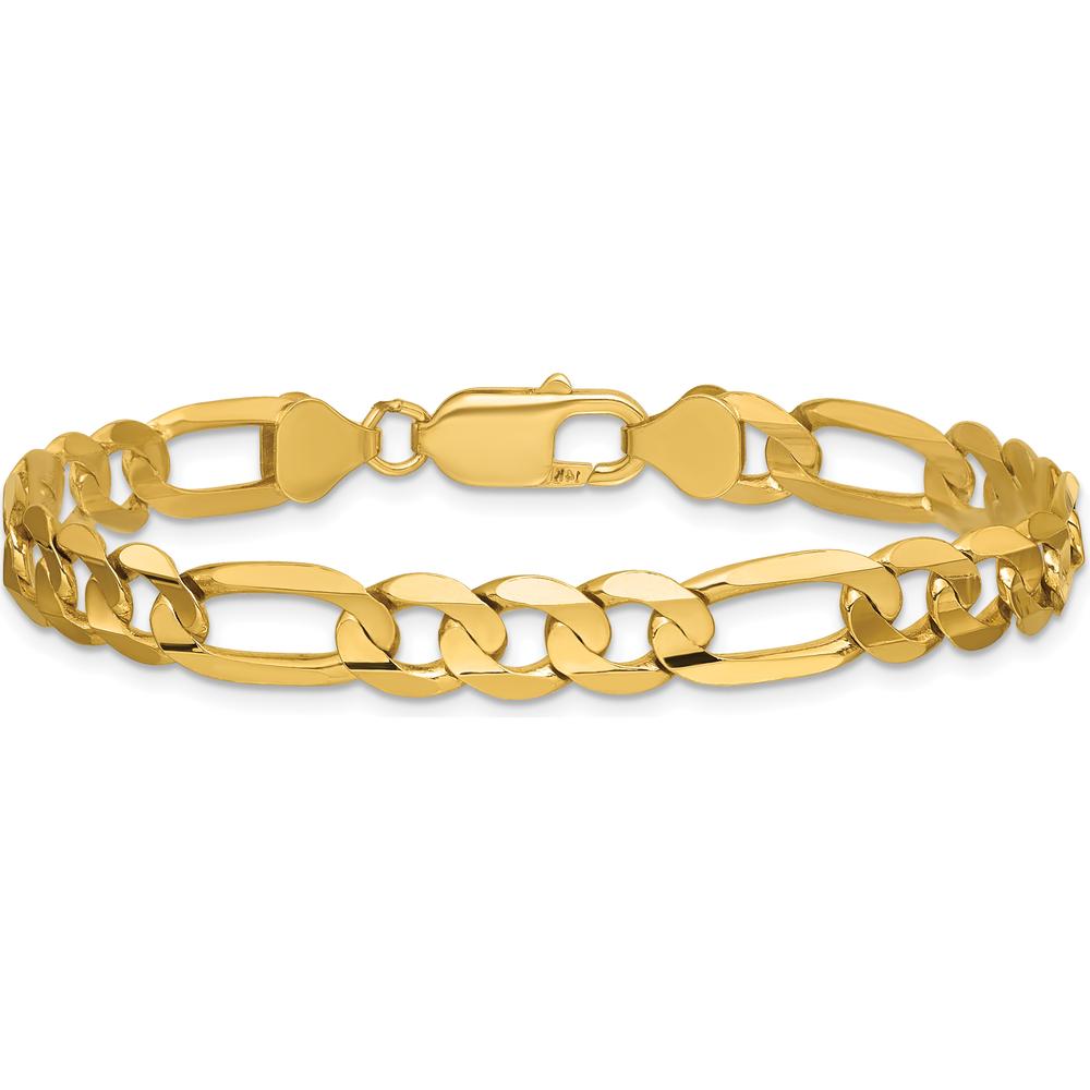 14K Yellow Gold 8" Concave Open Figaro Bracelet with Lobster Clasp by Oro Pregiato