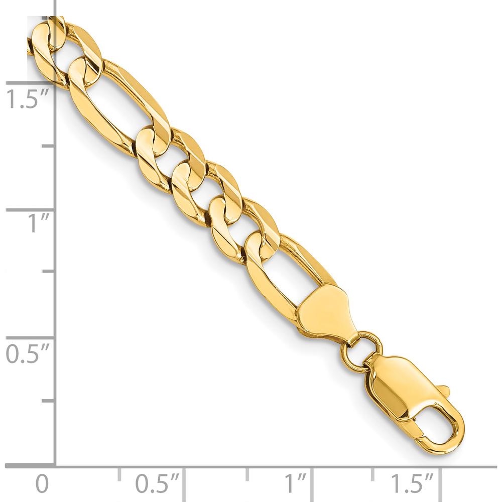 14K Yellow Gold 8" Concave Open Figaro Bracelet with Lobster Clasp by Oro Pregiato