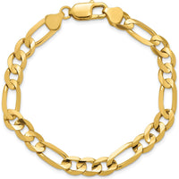 14K Yellow Gold 8" Concave Open Figaro Bracelet with Lobster Clasp by Oro Pregiato