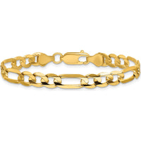 14K Yellow Gold 8" Concave Open Figaro Chain Bracelet with Lobster Clasp by Oro Pregiato