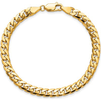 14K Yellow Gold 8" Cuban Link Bracelet with Lobster Clasp - 5mm Width by Oro Pregiato