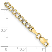 14K Yellow Gold 8" Curb Bracelet with Rhodium Pave Accents and Lobster Clasp by Oro Pregiato