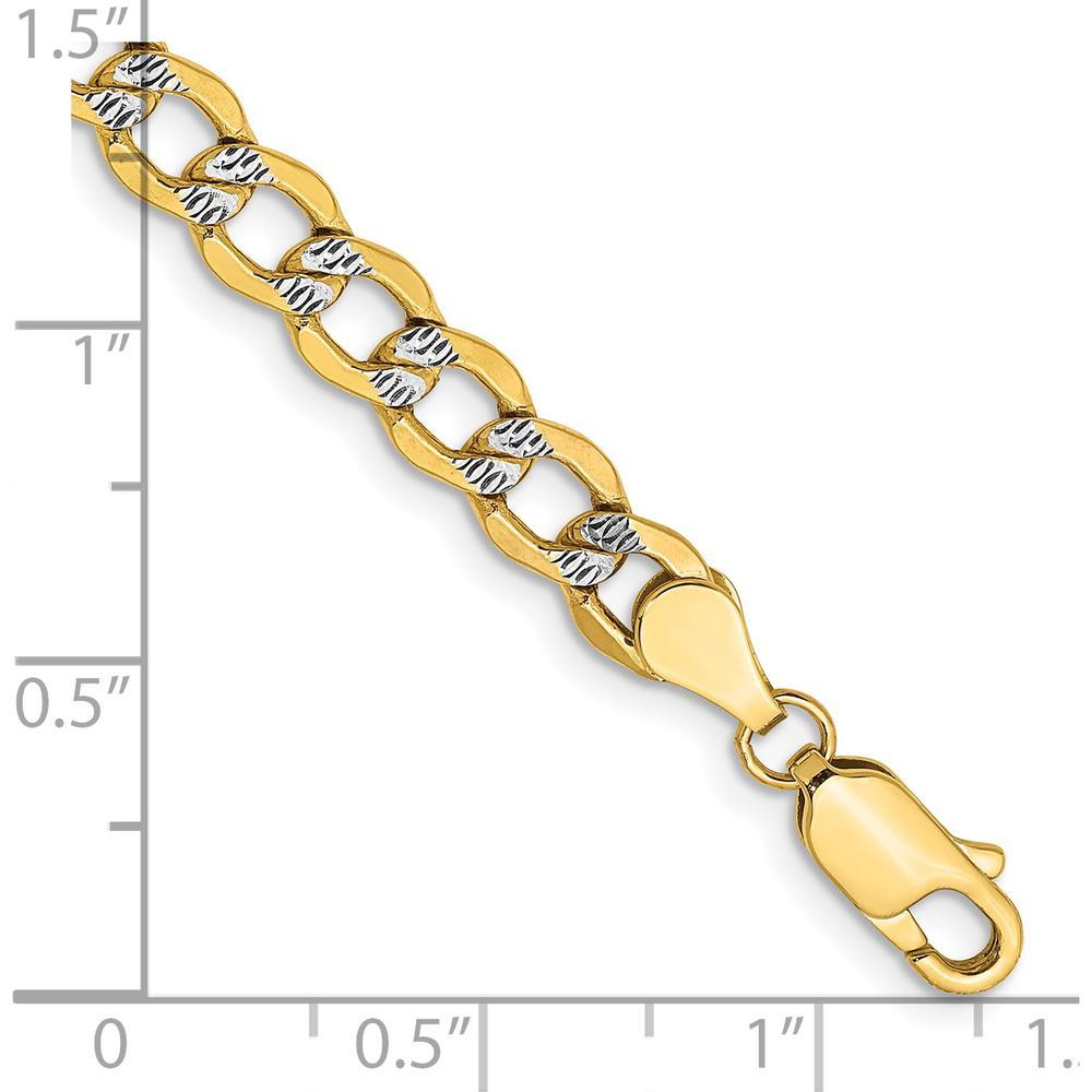 14K Yellow Gold 8" Curb Bracelet with Rhodium Pavé Textured Links by Oro Pregiato