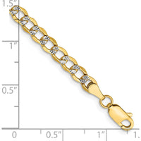 14K Yellow Gold 8" Curb Chain Bracelet with Rhodium Pavé - Semi-Solid Design by Oro Pregiato
