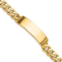14K Yellow Gold 8" Curb Link ID Bracelet with Solid Polished Plate by Oro Pregiato