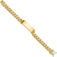 14K Yellow Gold 8" Curb Link ID Bracelet with Solid Polished Plate by Oro Pregiato