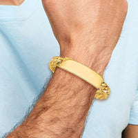14K Yellow Gold 8" Curb Link ID Bracelet with Solid Polished Plate by Oro Pregiato