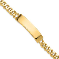 14K Yellow Gold 8" Curb Link Solid Plate ID Bracelet with Polished Finish by Oro Pregiato