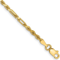 14K Yellow Gold 8" Diamond-Cut Milano Rope Chain Bracelet with Lobster Clasp - 2.5mm Width by Oro Pregiato