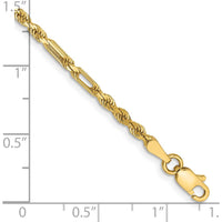 14K Yellow Gold 8" Diamond-Cut Milano Rope Chain Bracelet with Lobster Clasp - 2.5mm Width by Oro Pregiato