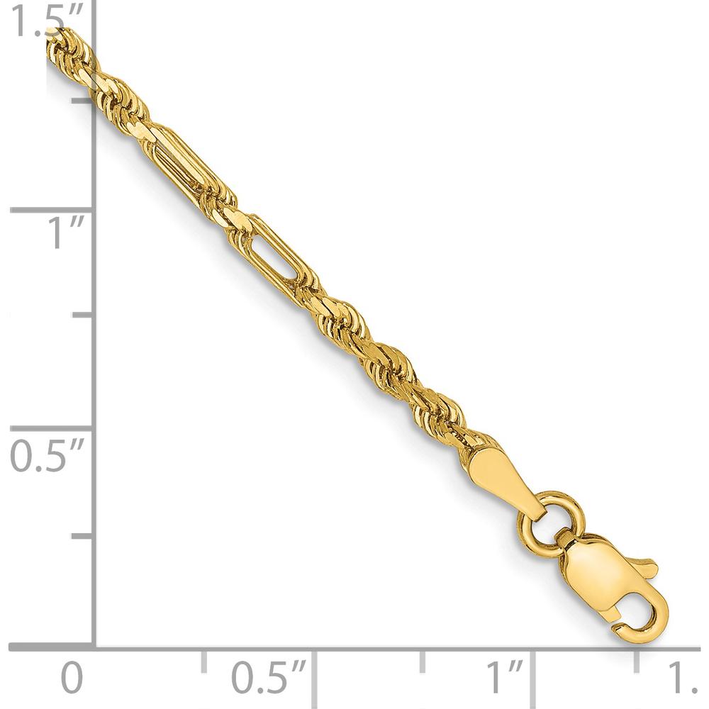 14K Yellow Gold 8" Diamond-Cut Milano Rope Chain Bracelet with Lobster Clasp - 2.5mm Width by Oro Pregiato