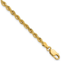 14K Yellow Gold 8" Diamond-Cut Rope Bracelet with Lobster Clasp