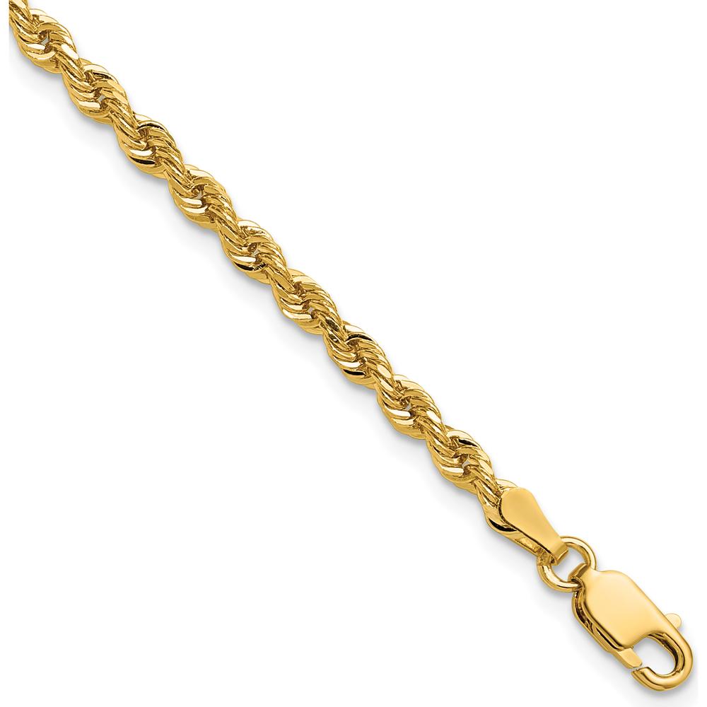 14K Yellow Gold 8" Diamond-Cut Rope Bracelet with Lobster Clasp